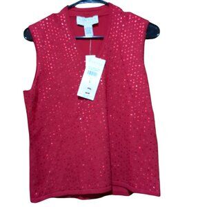 NORTON MCNAUGHTON. Women's  Red Sequin Top Size Lg.